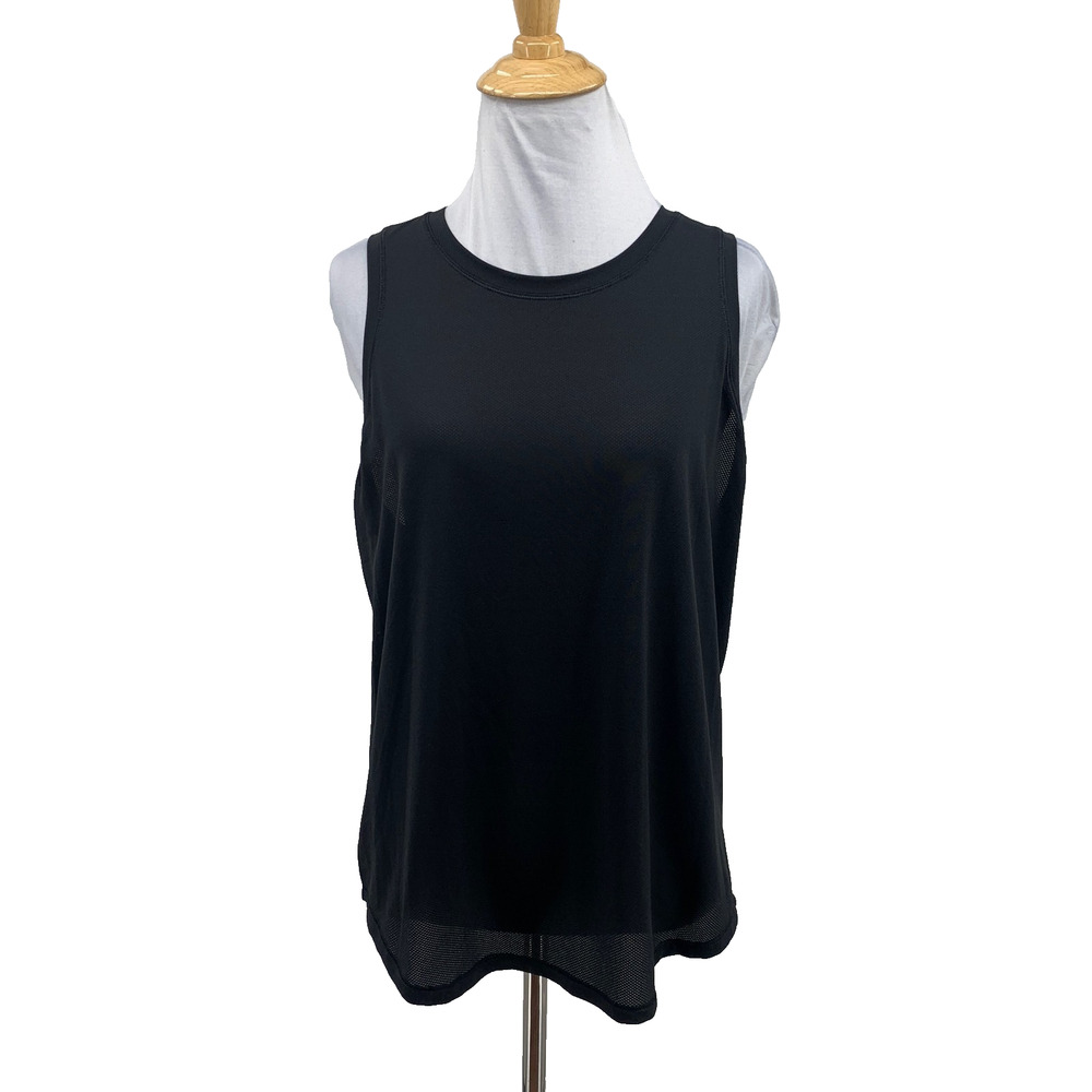 Lululemon Tank Top Womens 10 Black High Neck Run and Train Drop Cut Sweat Wick